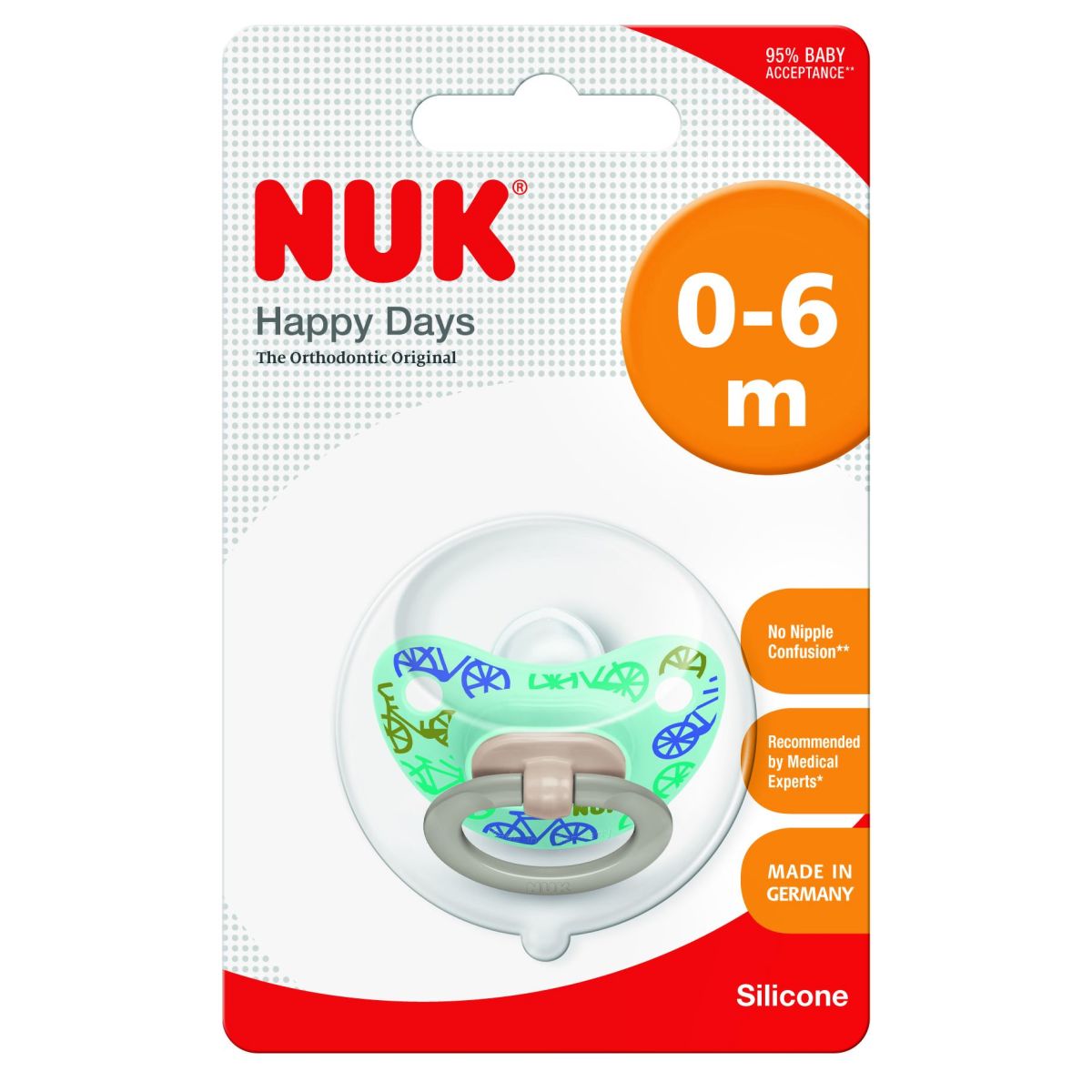 NUK RÕNGASLUTT 1 HAPPY DAYS (SILIK) 0-6 KUUD N1 - Product Image