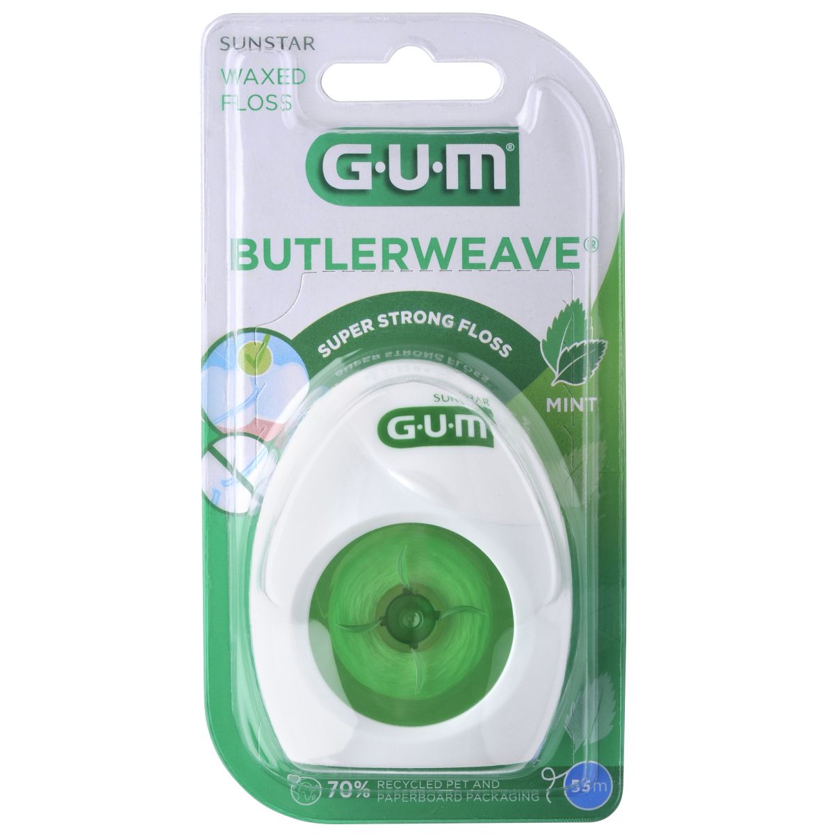 GUM ЗУБНАЯ НИТЬ ВОЩЕНАЯ, C МЯТОЙ  55M /1855/ - Product Image