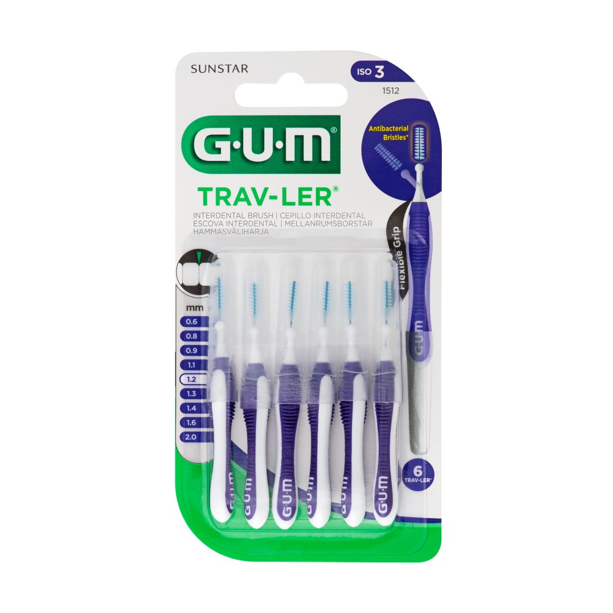 GUM TRAV-LER ИНТЕРДЕНТАЛЬНАЯ ЩЕТОЧКА 1,2MM N6/1512/ - Product Image