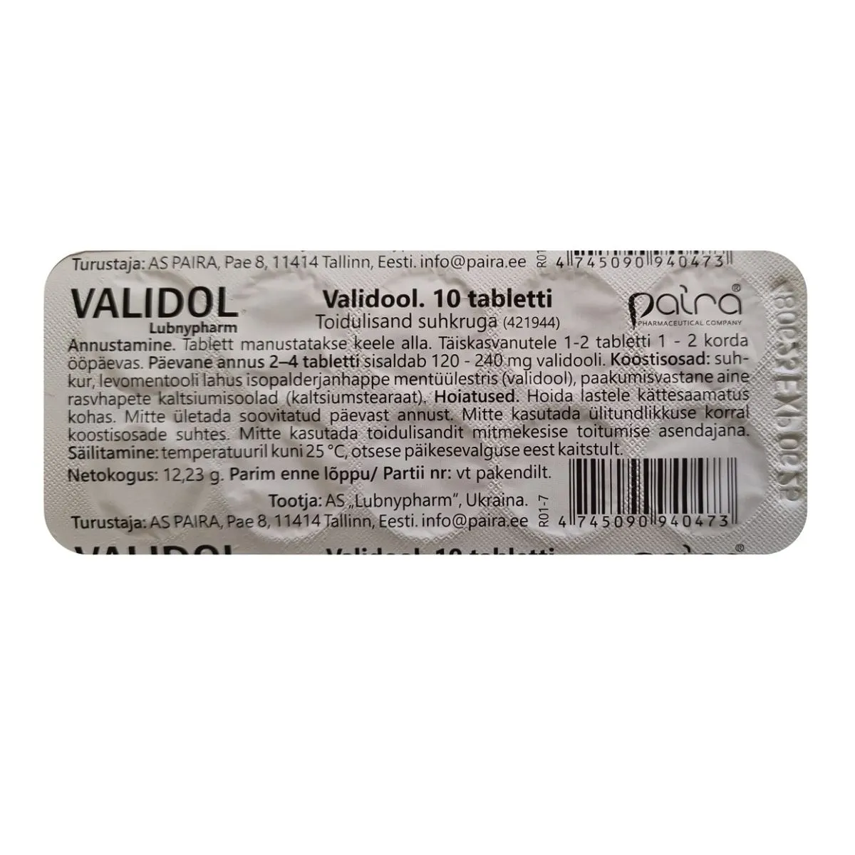 VALIDOOL SUHKRUGA 60MG N10 - Product Image