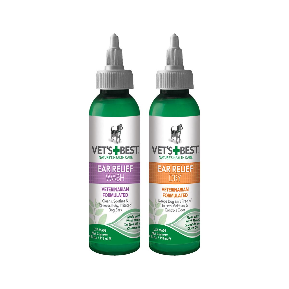 Vets Best Wash+Dry средство для ухода за ушами, 120 мл - Product Image