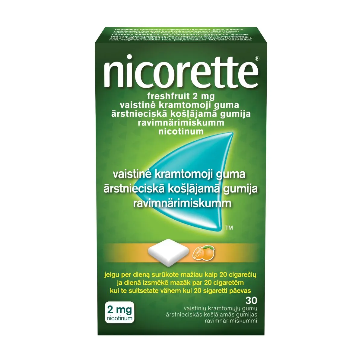 NICORETTE FRESHFRUIT NÄRIMISKUMM 2MG N30 - Product Image