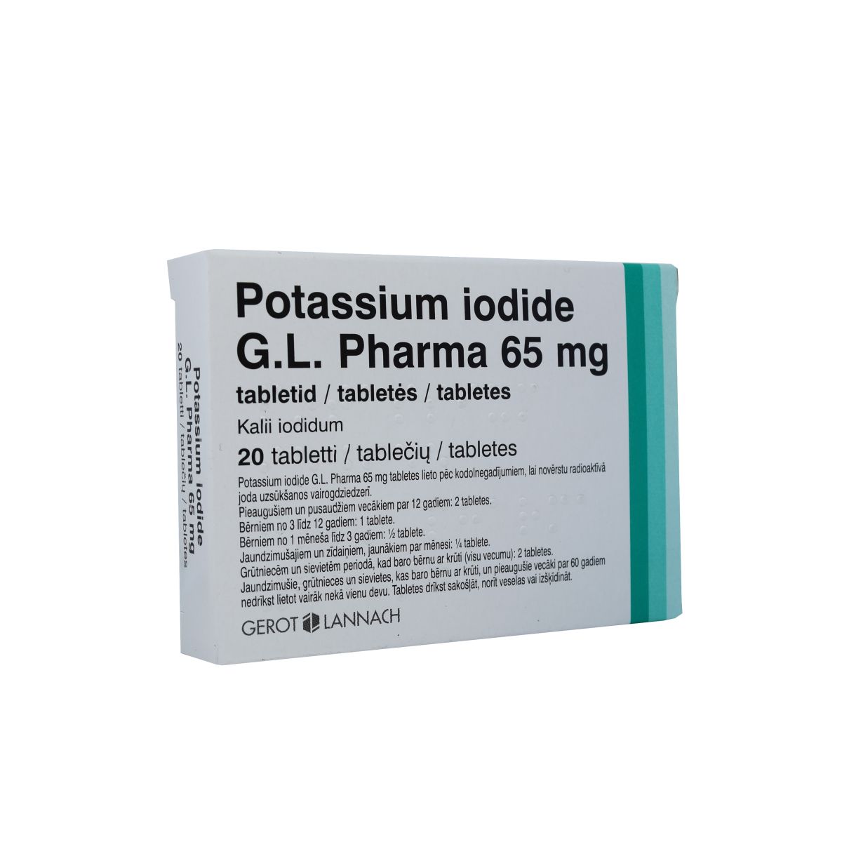 POTASSIUM IODIDE G.L. PHARMA TBL 65MG N20 - Product Image