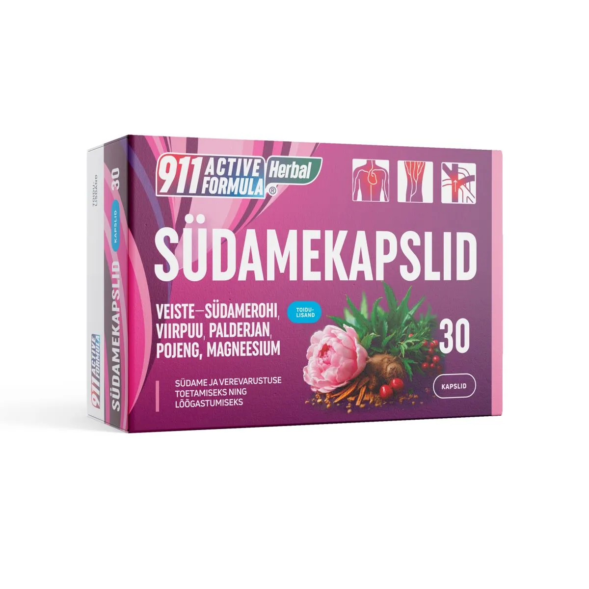 911 ACTIVE FORMULA HERBAL SÜDAMEKAPSLID+MAGNEESIUM N30 - Product Image