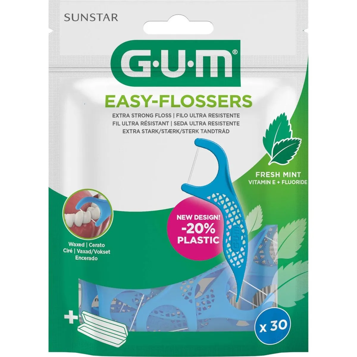 GUM EASY FLOSSERS ЗУБНАЯ НИТЬ-ЗУБОЧИСТКА N30 - Product Image