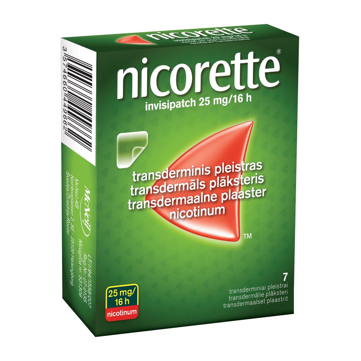 NICORETTE INVISIPATCH TDP 25MG/16H N7 - Product Image