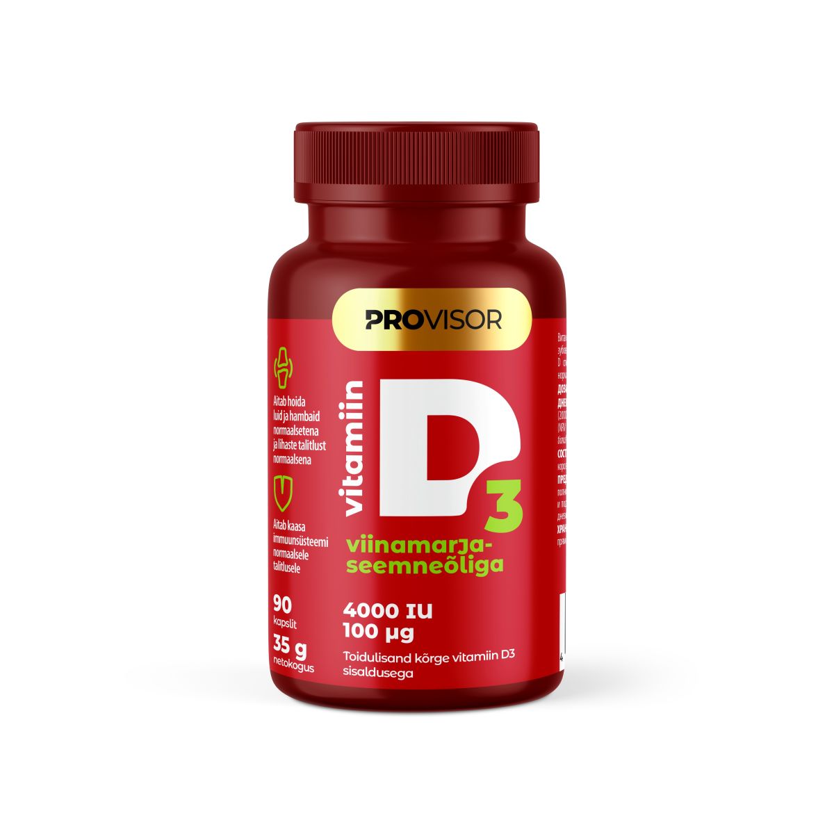 PROVISOR VITAMIIN D3 KAPSLID 4000IU N90 VIINAMARJASEEMNEÕLIGA - Product Image