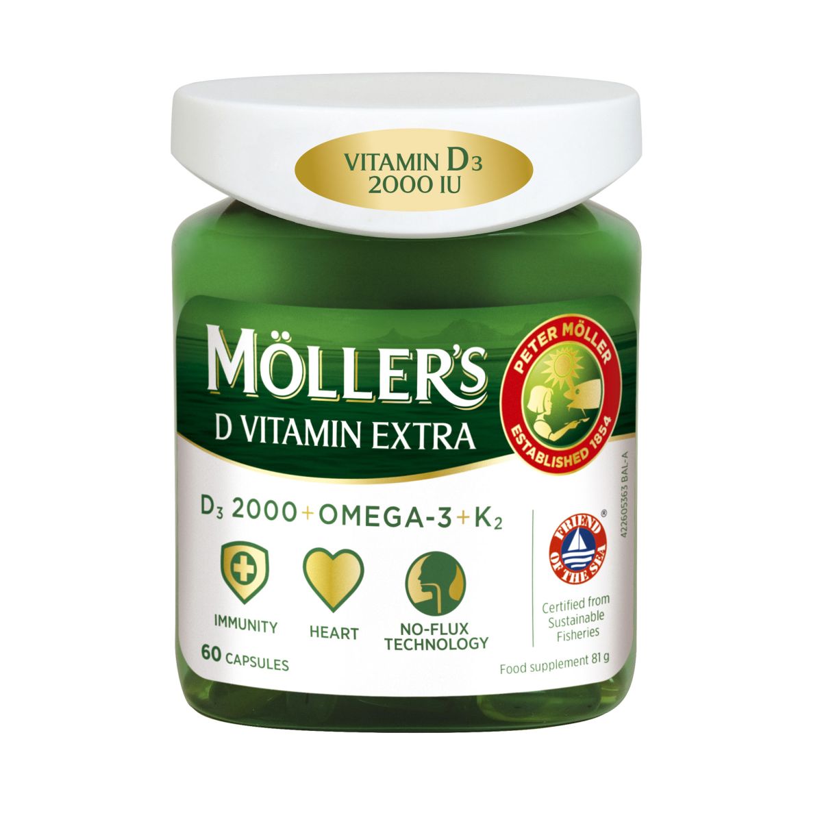 MÖLLERI KALAÕLIKAPSLID + EKSTRA VITAMIIN D N60 - Product Image