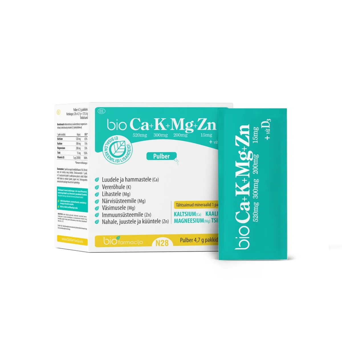 BIO CA+K+MG+ZN+VITAMIIN D3 PULBER N28 - Product Image