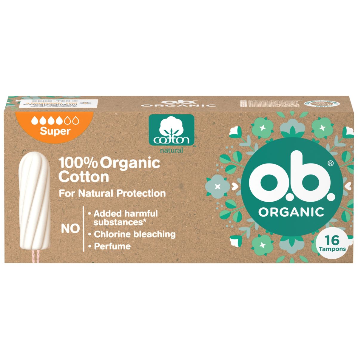 O.B. HÜG TAMPOONID ORGANIC SUPER N16 - Product Image
