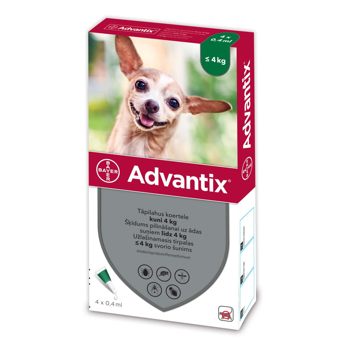 ADVANTIX TÄPILAHUS 500MG+100MG/ML 0,4ML N4