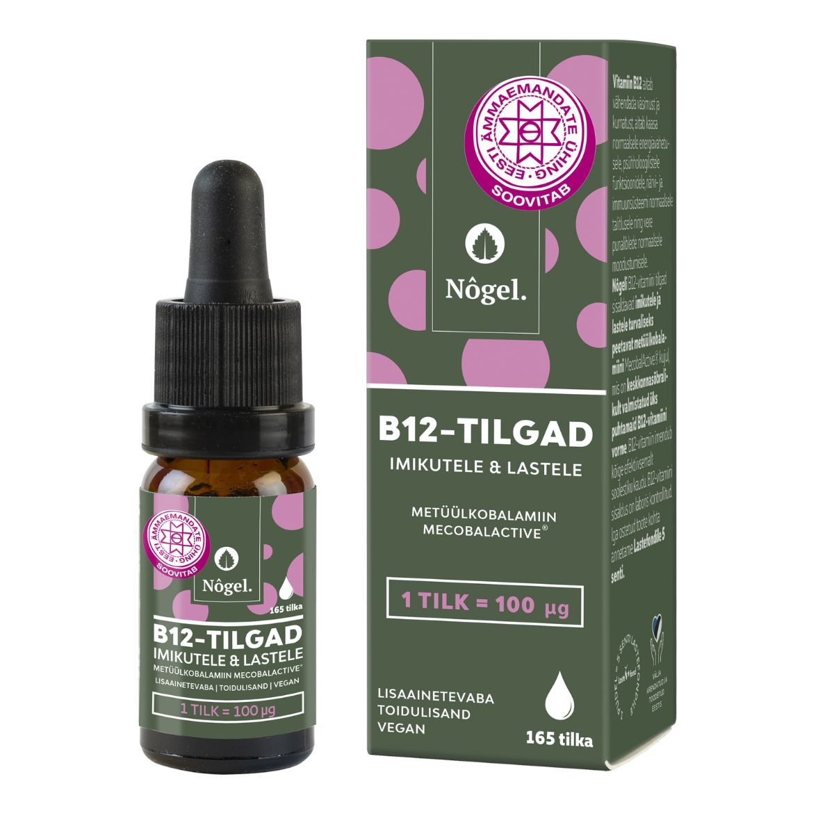 NÕGEL B12 VITAMIINI TILGAD IMIKUTELE 100MCG/TILGAS 10ML - Product Image