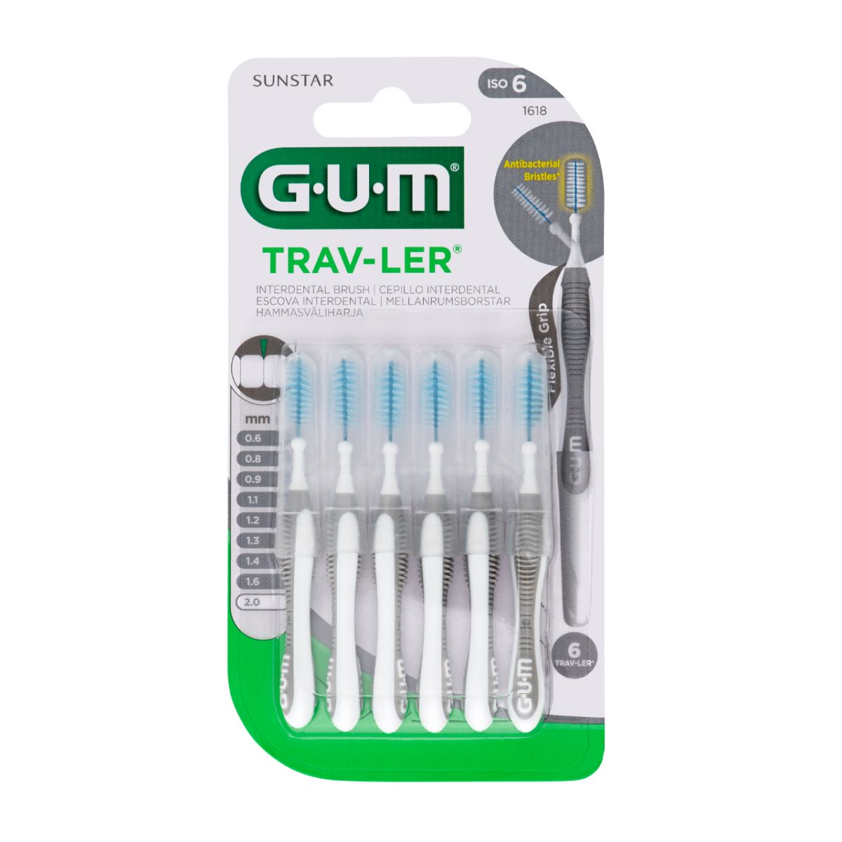 GUM TRAV-LER ИНТЕРДЕНТАЛЬНАЯ ЩЕТОЧКА 2,0MM N6/1618/ - Product Image