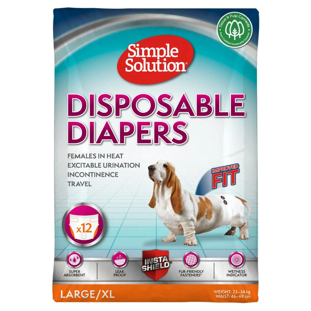 Simple Solution одноразовый подгузник для собак, размер L, N12 - Product Image