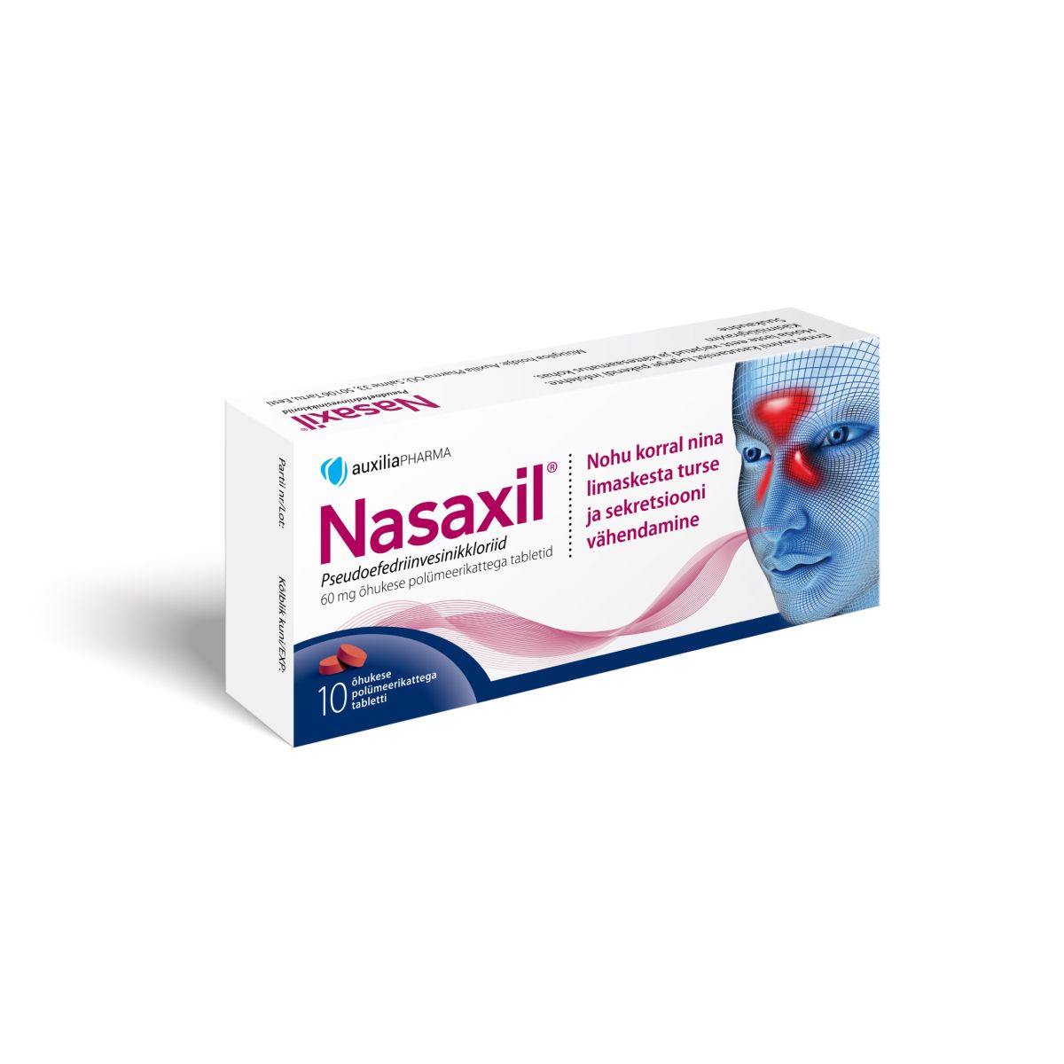 NASAXIL AUXILIA ÕHUKESE POLÜMEERIKATTEGA TBL 60MG N10 - Product Image
