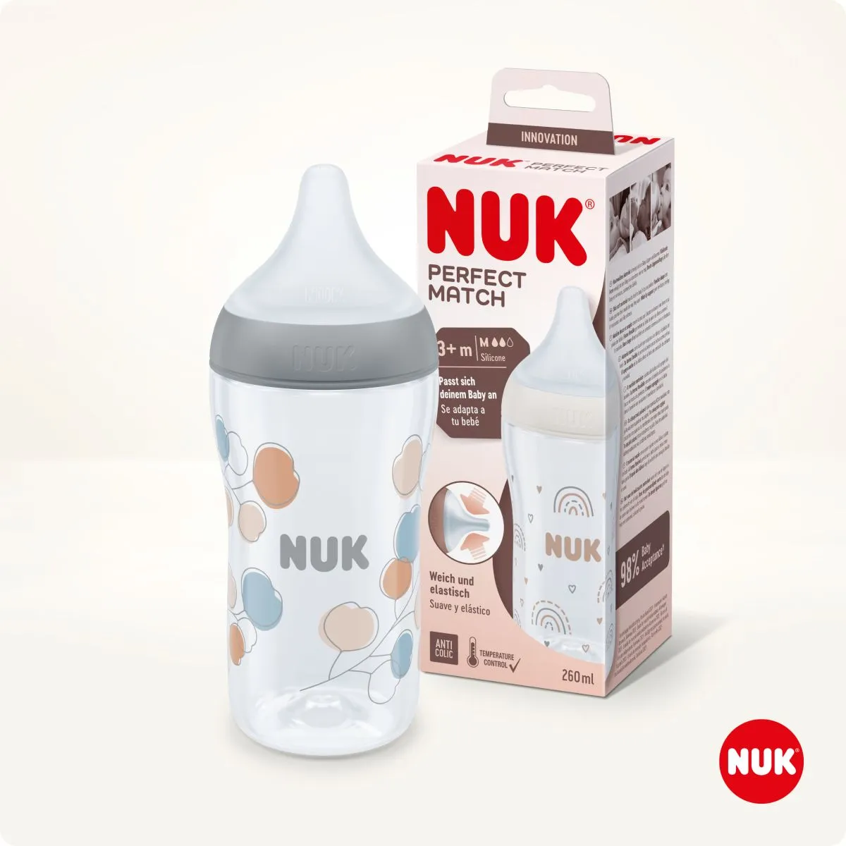 NUK PERFECT MATCH LUTIPUDEL SILIK. M (TWIG) 260ML - Product Image