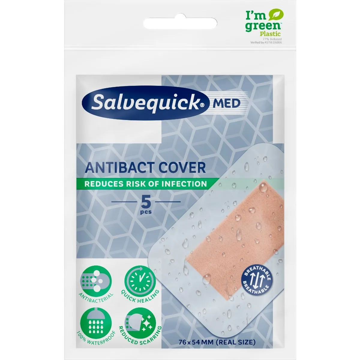 SALVEQUICK PLAASTER ANTIBACT COVER N5 - Product Image