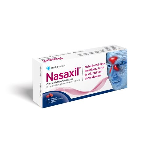NASAXIL AUXILIA ÕHUKESE POLÜMEERIKATTEGA TBL 60MG N10